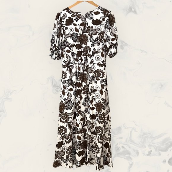 NWOT MINKPINK Maxi Dress Linen Blend Floral Button Down Size L Short Sleeve - Picture 2 of 10